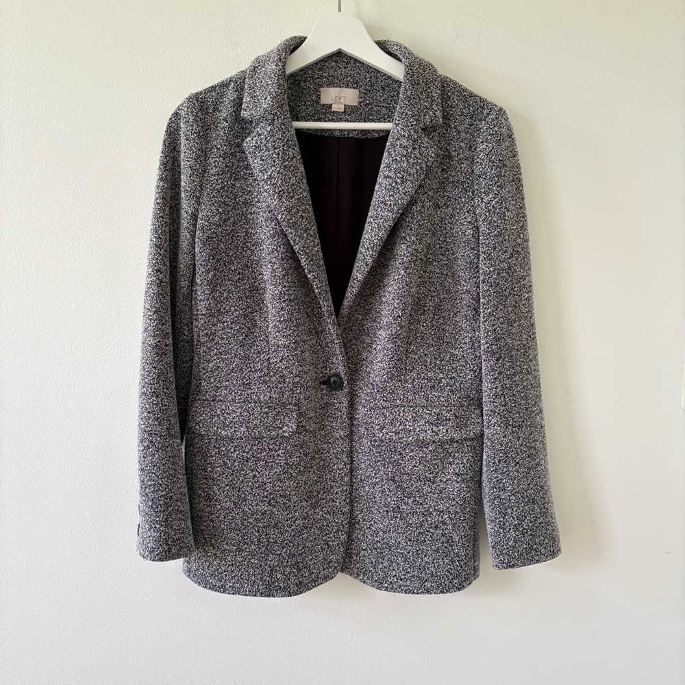 LOFT Women’s Gray Tailored Blazer Classic Suit Jacket